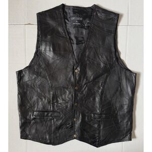 KEN'S LEATHER - Men's Black 100% Patchwork Pigskin Vest - Size X-Large - XL